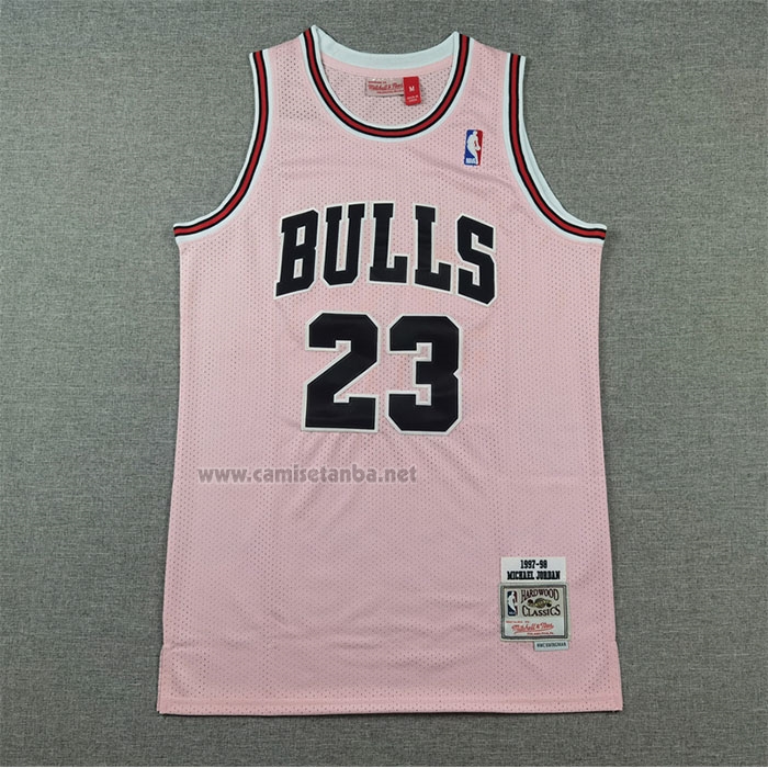 Camiseta Chicago Bulls Michael Jordan #23 Mitchell & Ness 1997-98 Rosa